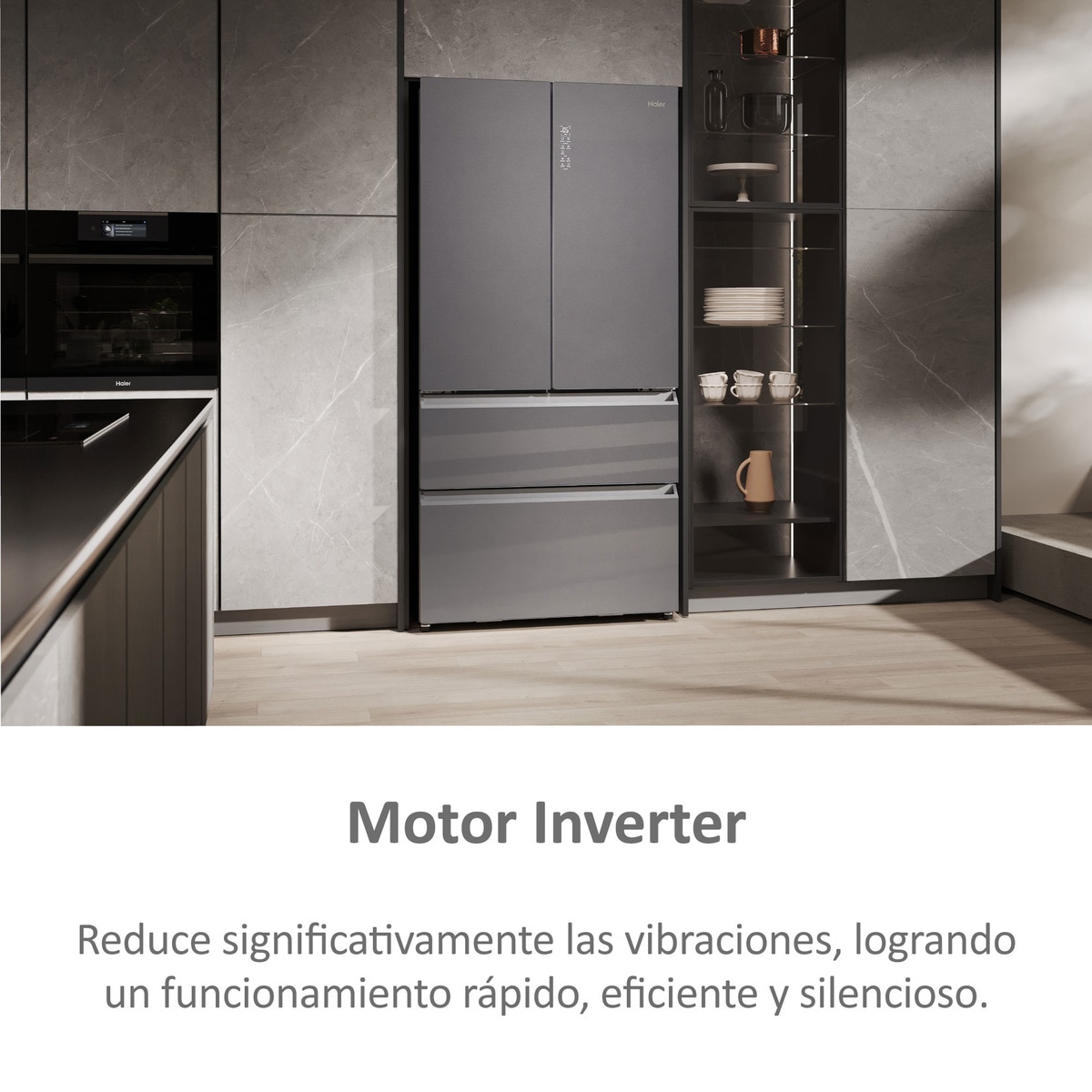 Frigorífico americano Haier, Total no Frost, Motor Inverter,FD 90 Series 7 - HFR79F19EFGK Glass Inox Look-8