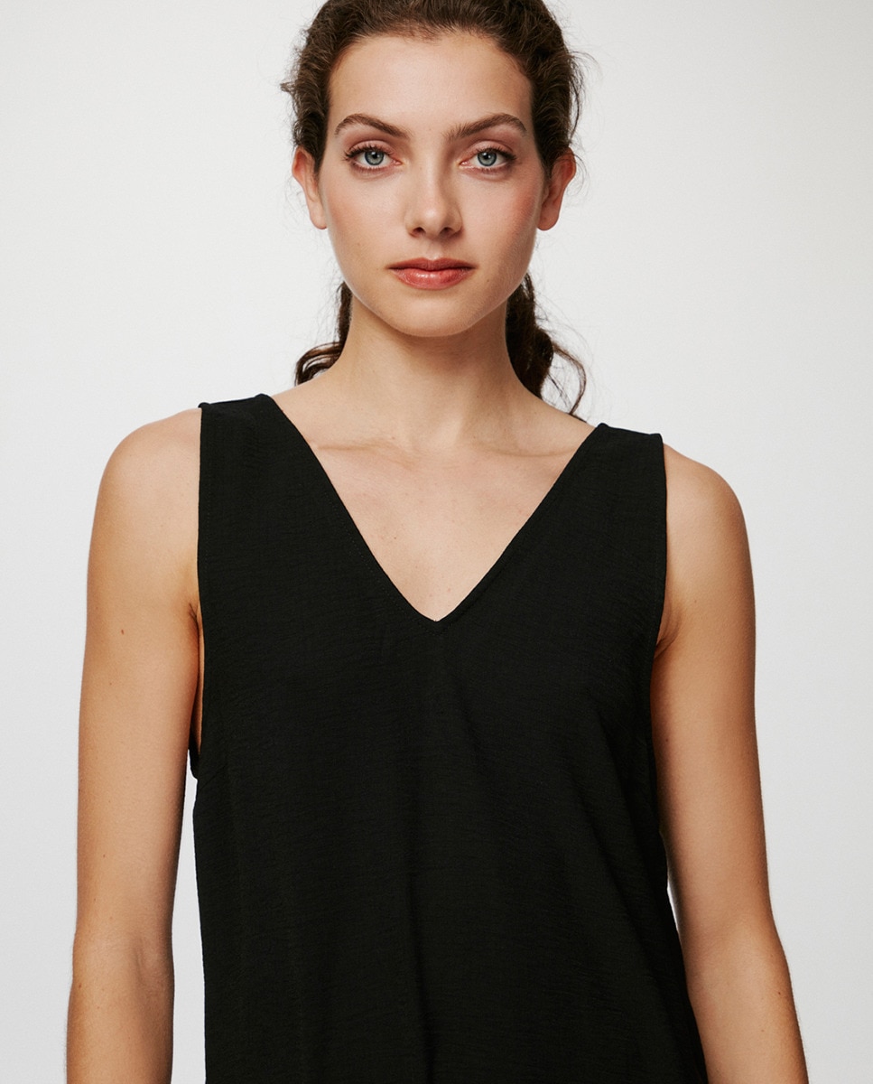 Vestido Midi Fluido com Alças Preto-3