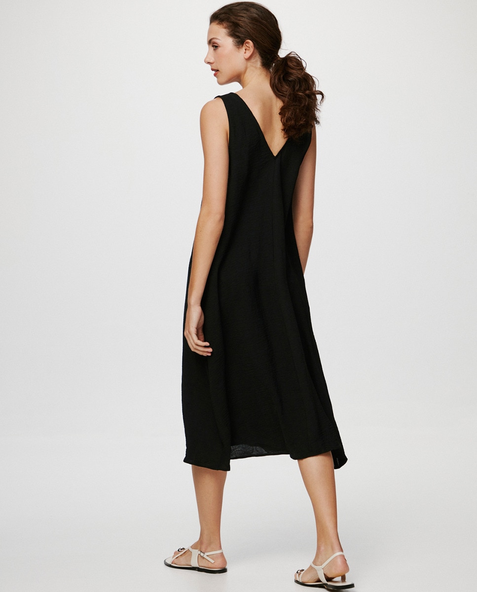 Vestido Midi Fluido com Alças Preto-2