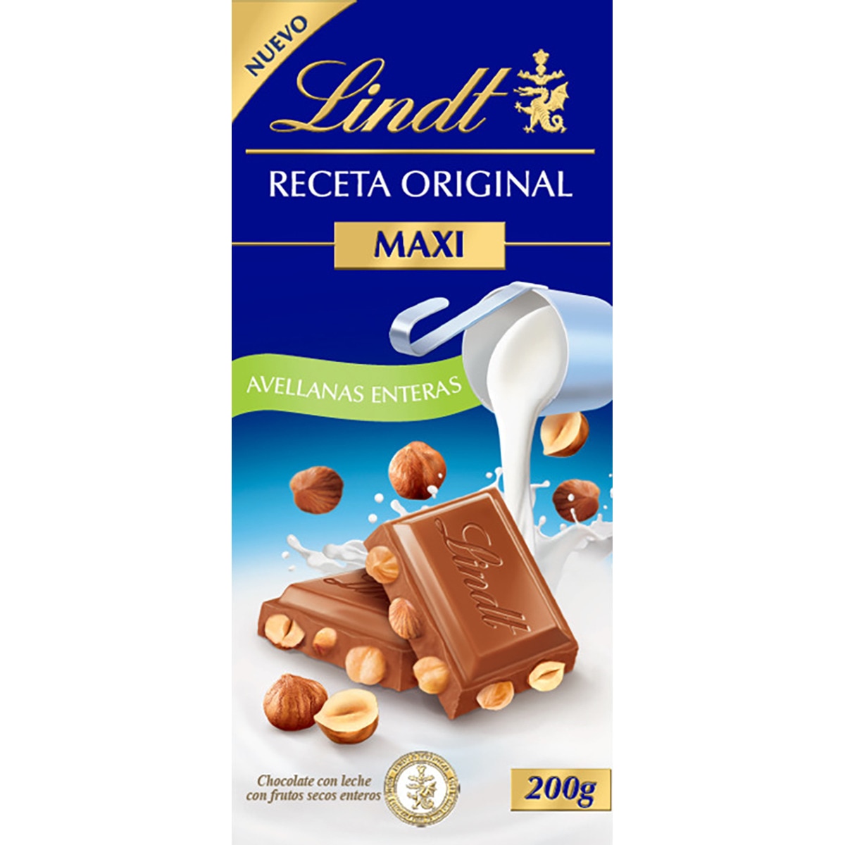 Receta Original Maxi chocolate con leche y avellanas enteras tableta 200 g