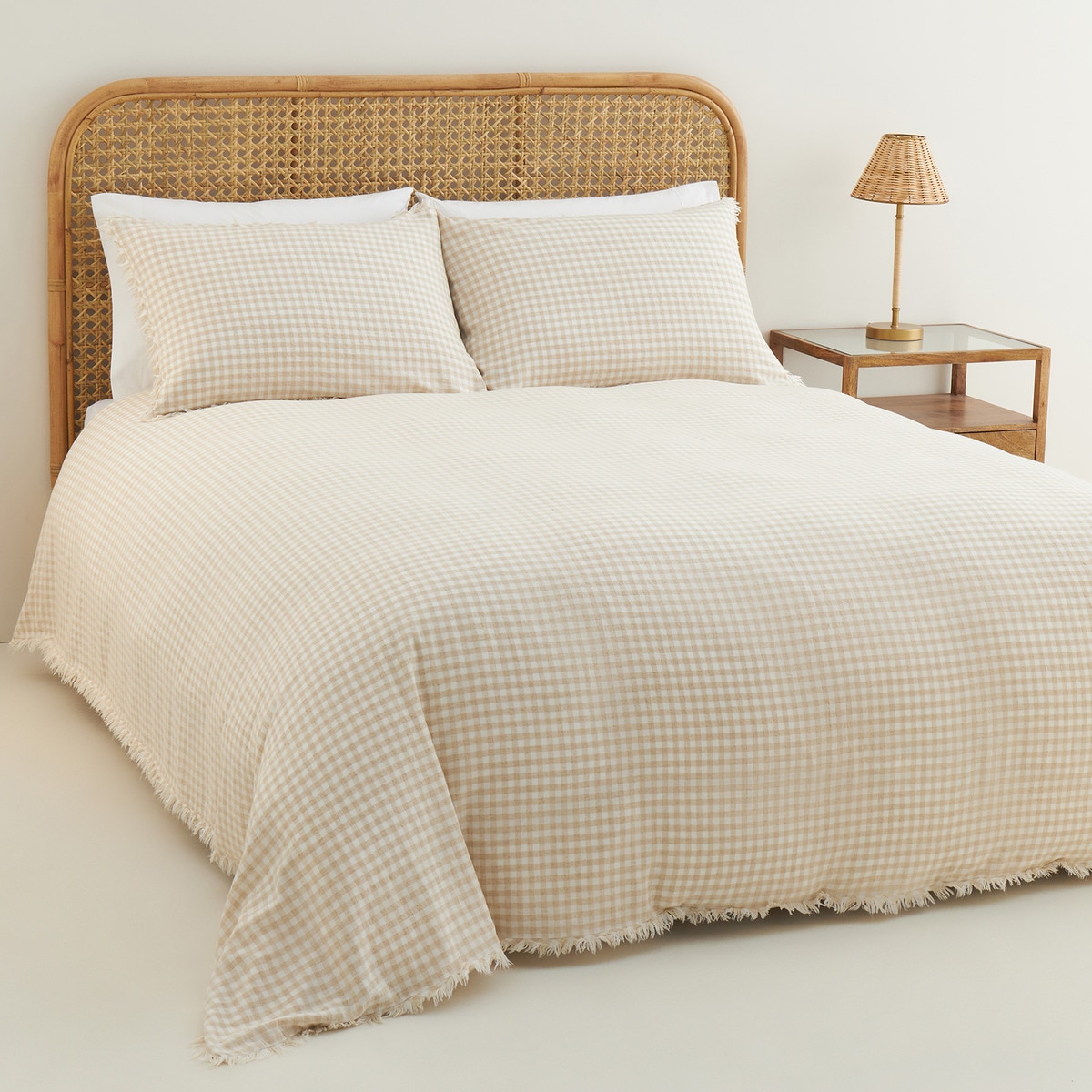 Conjunto de Capa de Edredão em Viscose de Algodão e Linho Albanne Natural-1