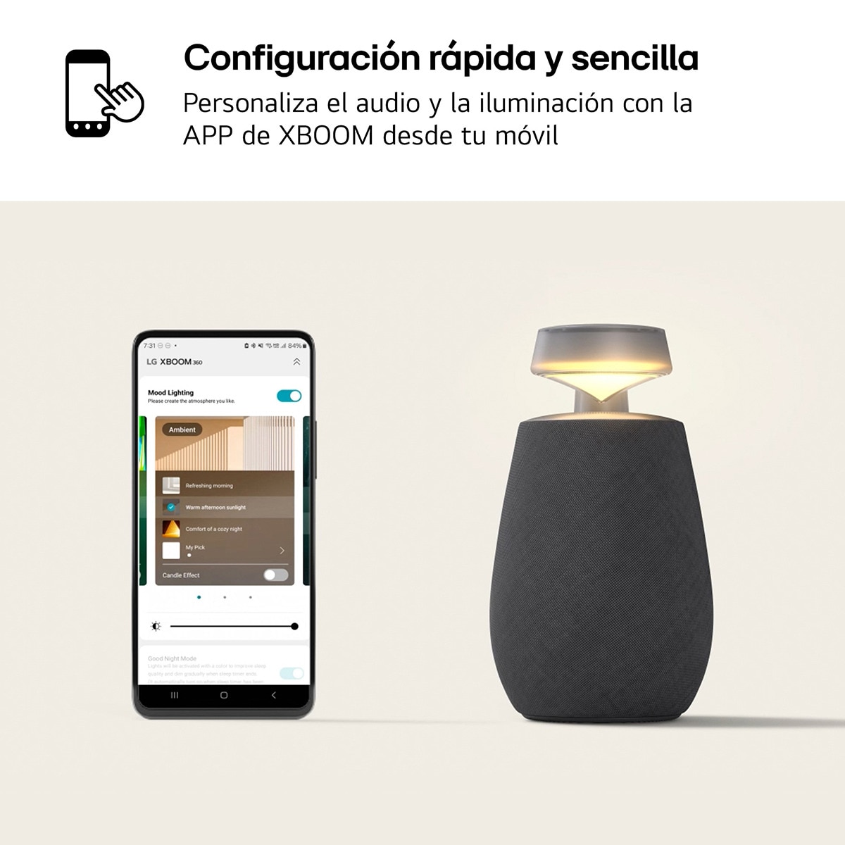 Altavoz portátil LG XBOOM 360 XO2TBE, 20W, 15 Horas autonomía, Iluminación, Resistencia IP55 a polvo y agua Beige-12