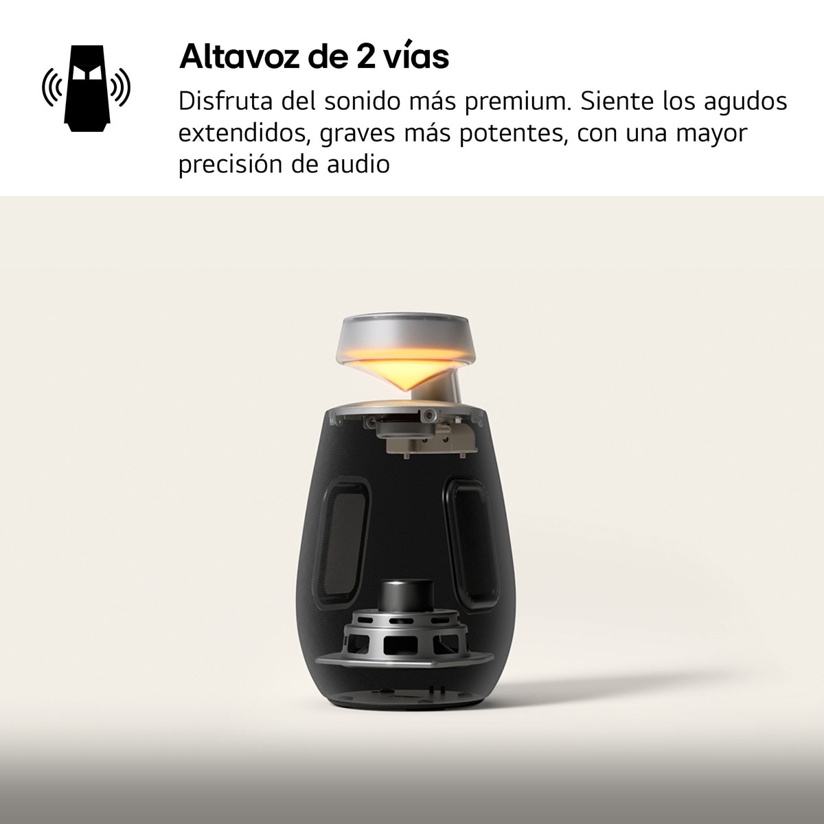 Altavoz portátil LG XBOOM 360 XO2TBE, 20W, 15 Horas autonomía, Iluminación, Resistencia IP55 a polvo y agua Beige-8
