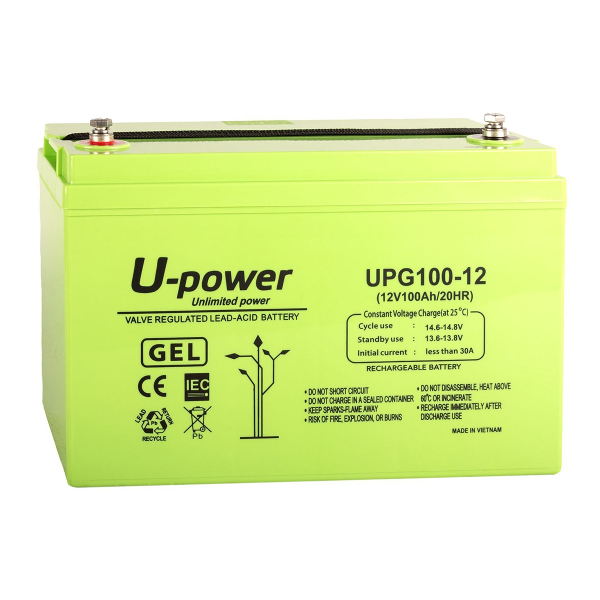 Batería Gel Uso General sin mantenimiento UPG100-12 12V 100Ah Verde-1