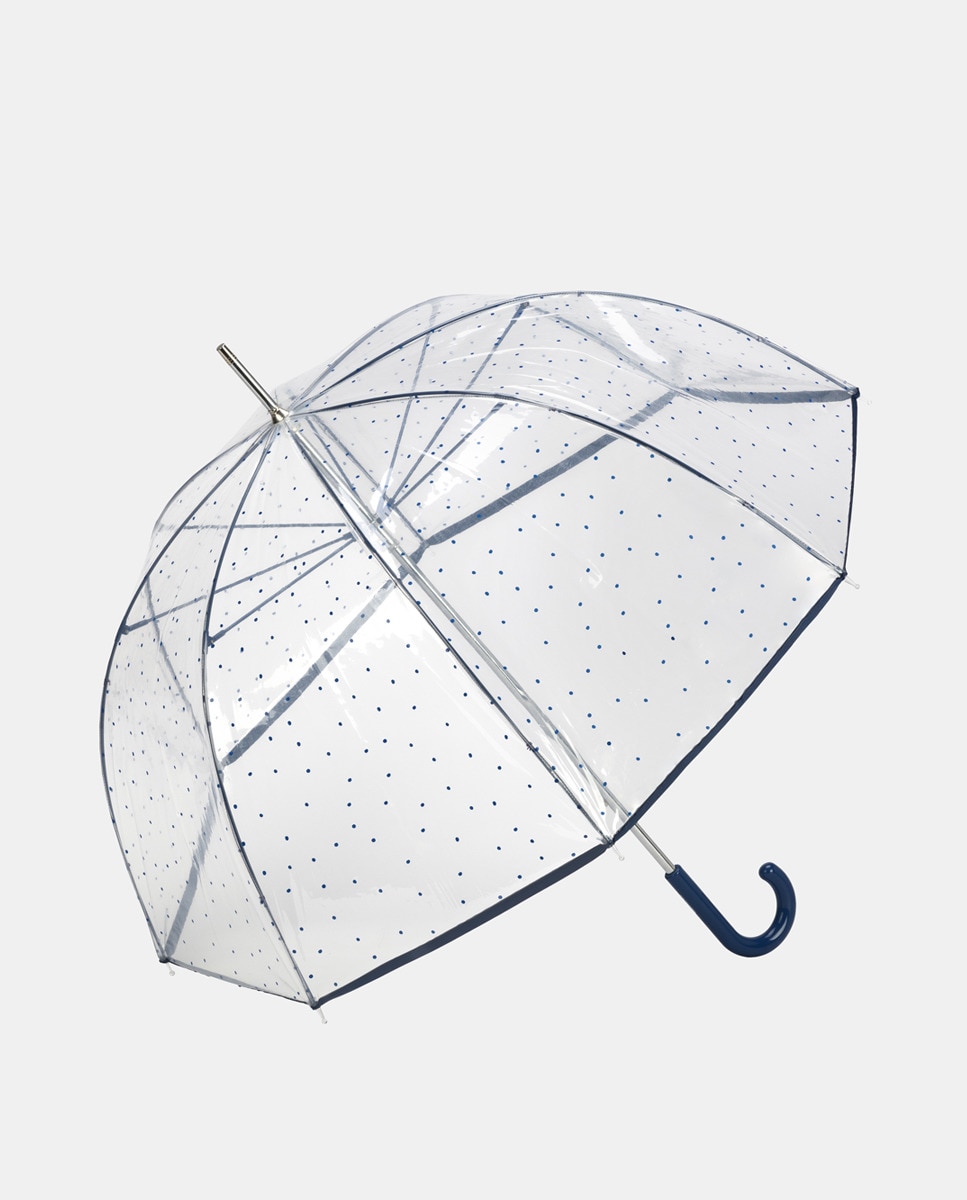 Guarda-Chuva Comprido Manual com Cabo Curvado. PVC Liso. Azul-marinho-1