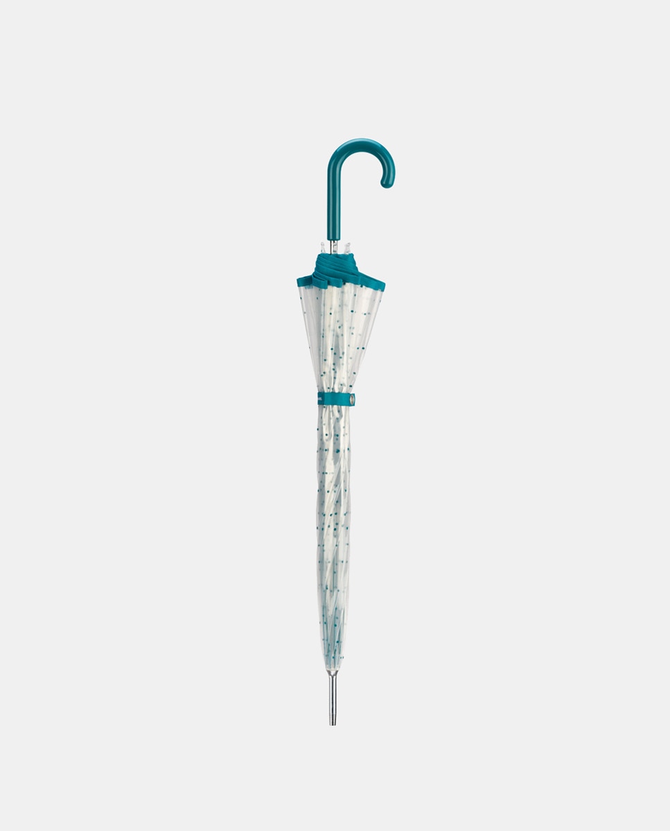 Guarda-Chuva Comprido Manual com Cabo Curvado. PVC Liso. Turquesa-2