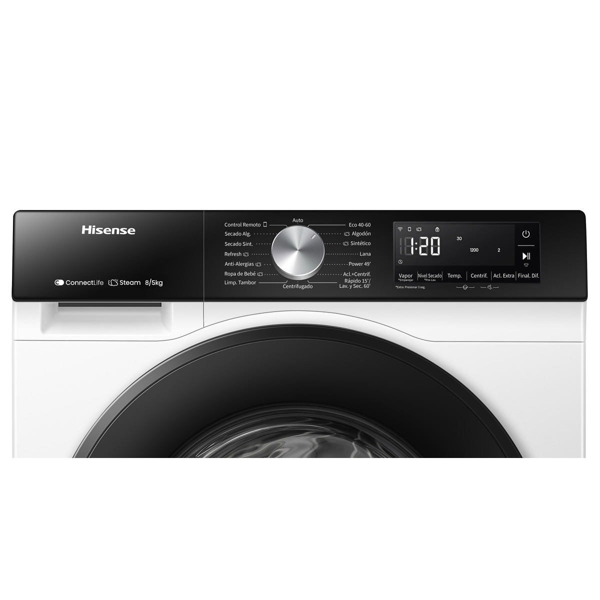 Lavadora secadora Hisense 8 kg / 1.400 rpm, Wifi Serie 3S - WD3S8043BW3 Blanco-4