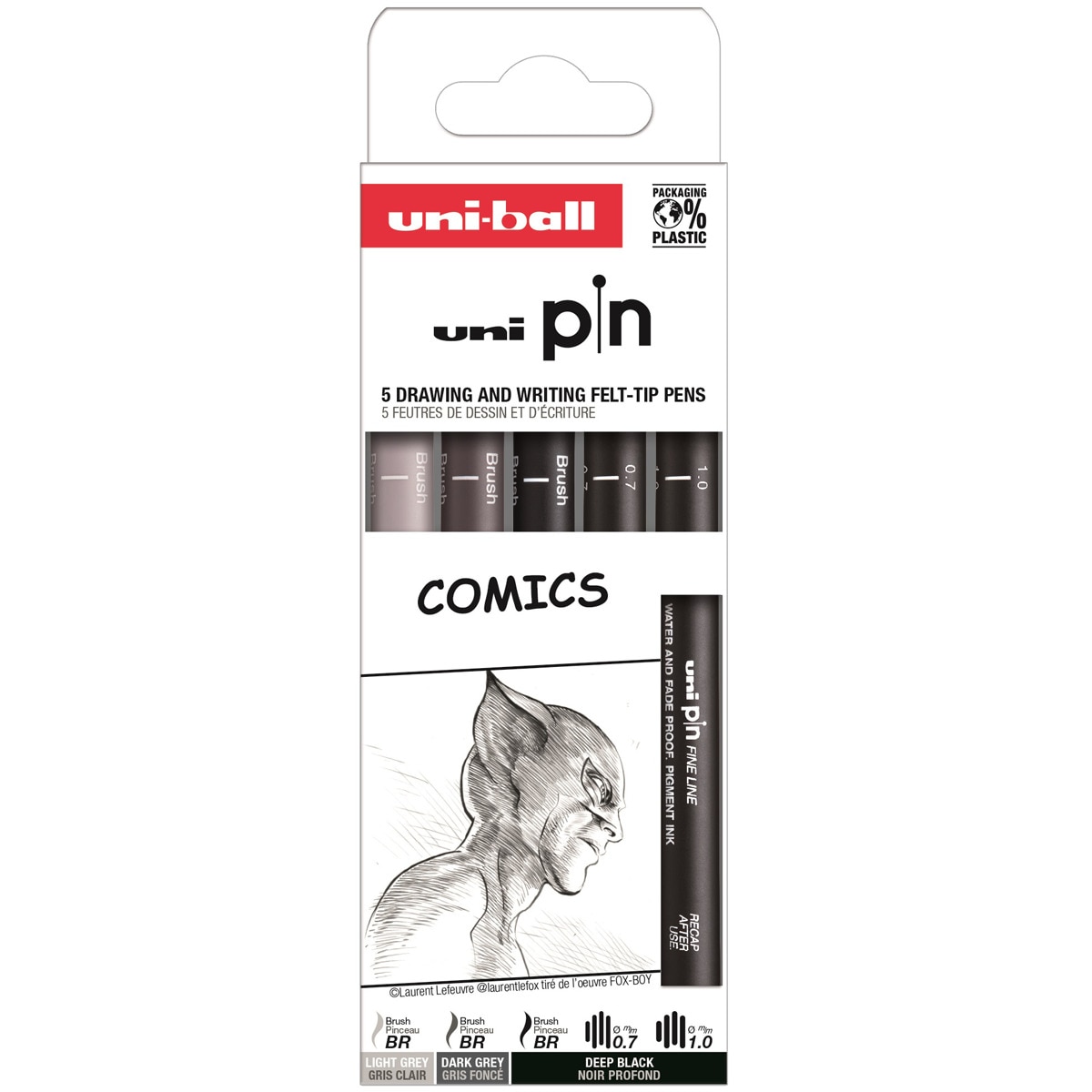 SET 5 piezas calibrados dibujo Comics UNI-BALL PIN Multicolor-1