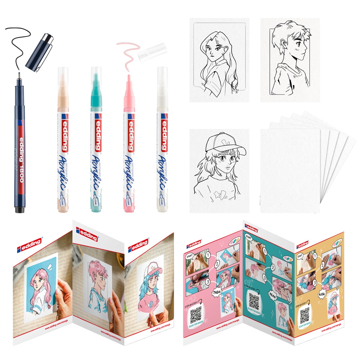 Set acrílico manga con dibujos de regalo Edding Multicolor-2