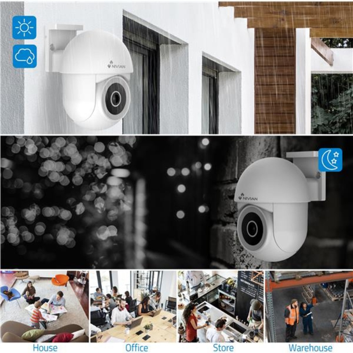 Cámara de vigilancia exterior Nivian IPC-0S4-L-MINI, Wi-Fi, 2K, Detección de Movimiento y Autotracking Blanco-4