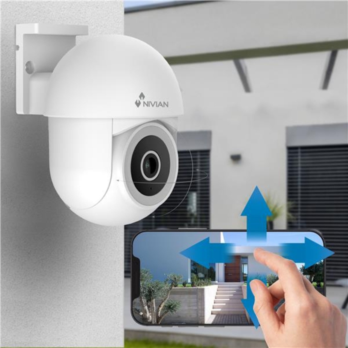 Cámara de vigilancia exterior Nivian IPC-0S4-L-MINI, Wi-Fi, 2K, Detección de Movimiento y Autotracking Blanco-3
