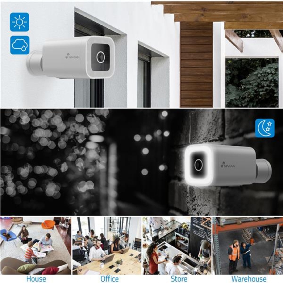 Cámara de vigilancia exterior Nivian IPC-03-L WiFi, Half 4K, Detección de Humanos AI Blanco-4