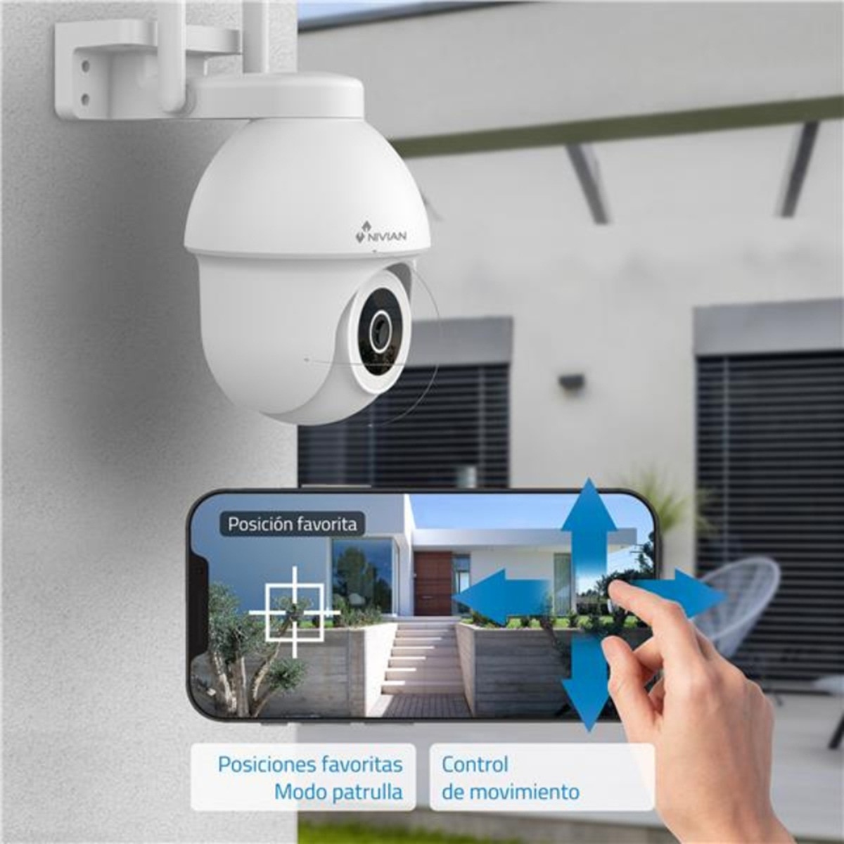 Cámara de vigilancia exterior Nivian IPC-0S3, WiFi, Half 4K, Detección de Movimiento y Humanos Blanco-2