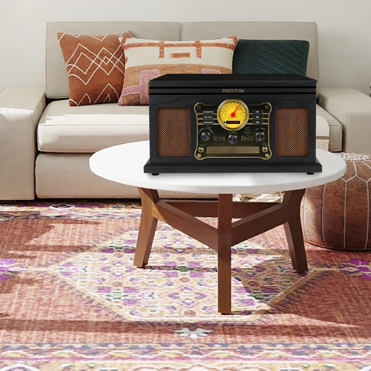 Tocadiscos Bluetooth convertidor Prixton Century Negro / Marrón-7