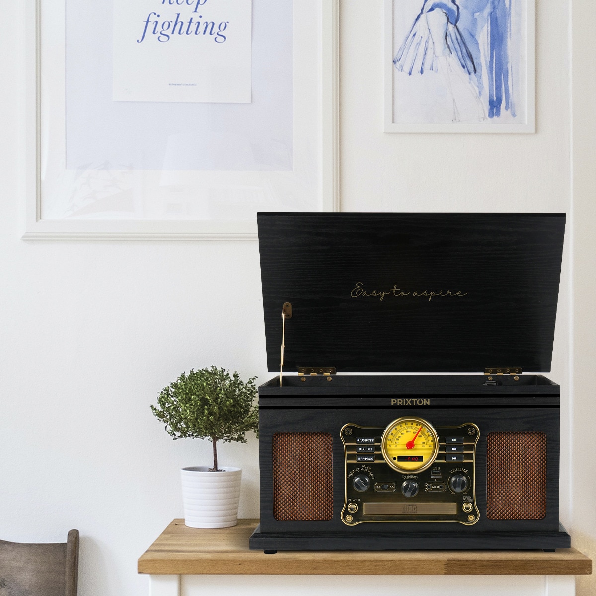 Tocadiscos Bluetooth convertidor Prixton Century Negro / Marrón-6