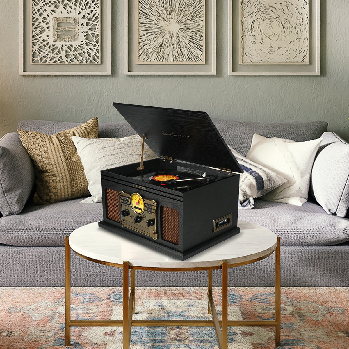 Tocadiscos Bluetooth convertidor Prixton Century Negro / Marrón-5