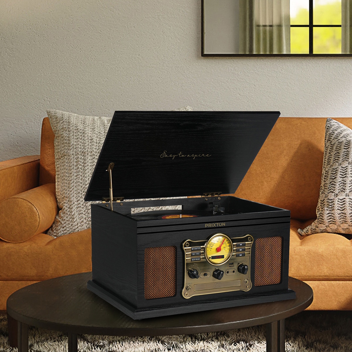 Tocadiscos Bluetooth convertidor Prixton Century Negro / Marrón-4