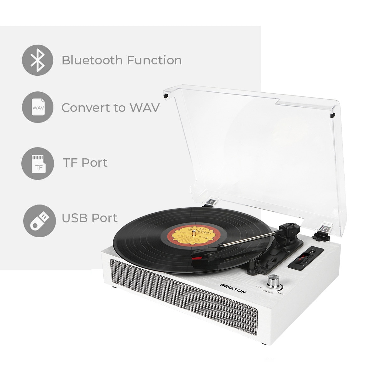 Tocadiscos Prixton Studio Deluxe Blanco / Negro-5