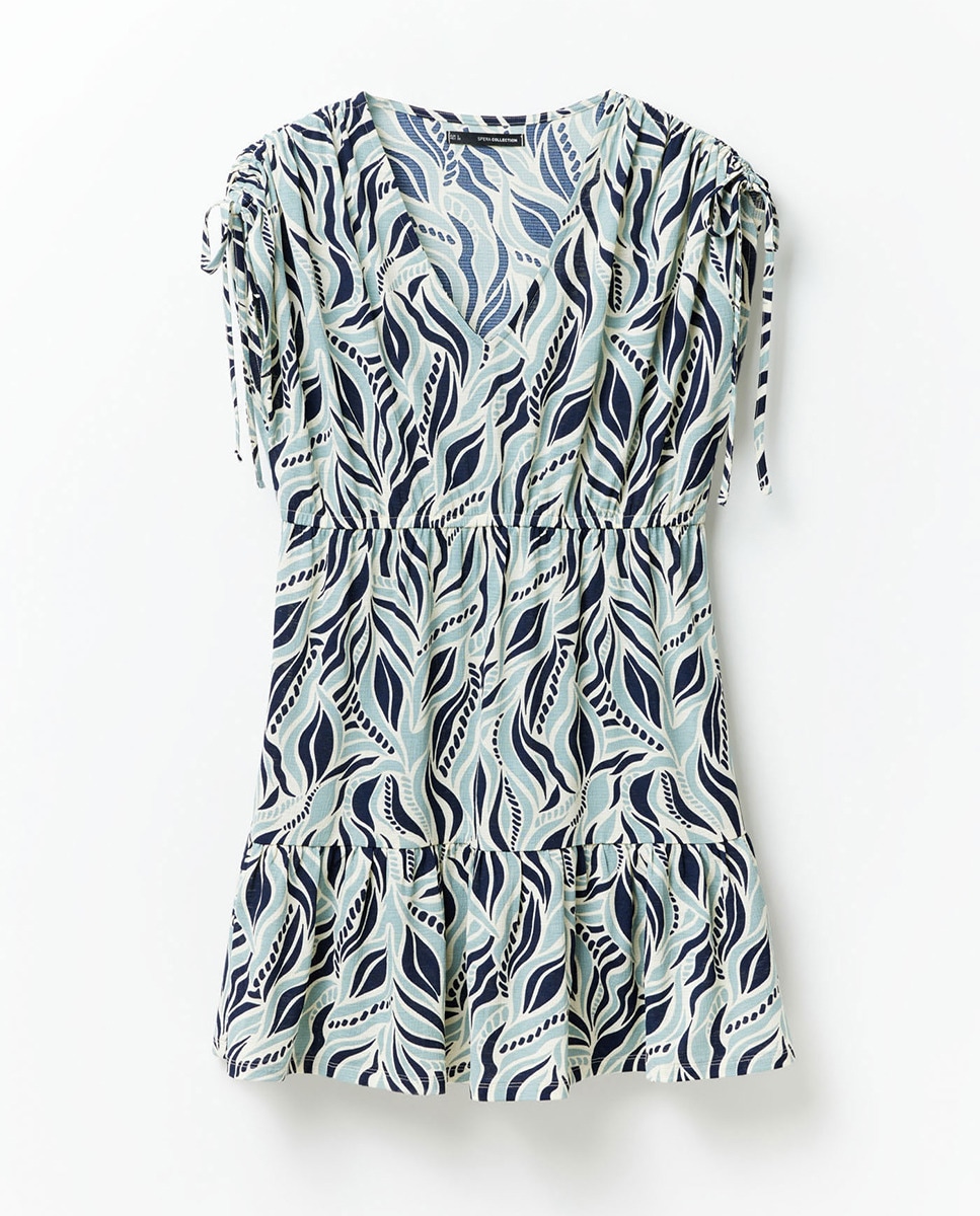 Vestido Mini com Painéis Verde-7
