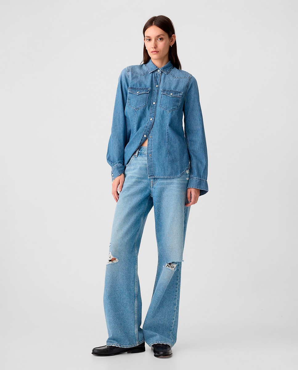 Camisa de Ganga Azul-índigo-3