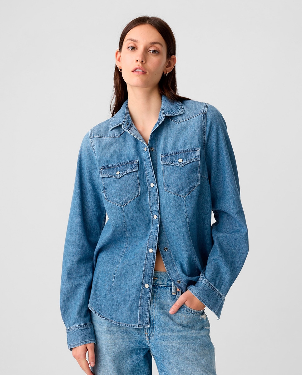 Camisa de Ganga Azul-índigo-1