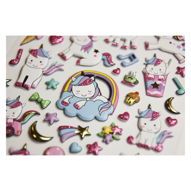 Imagen 0 de Pegatinas tweeny foamy unicornios glitter Global gift multicolor