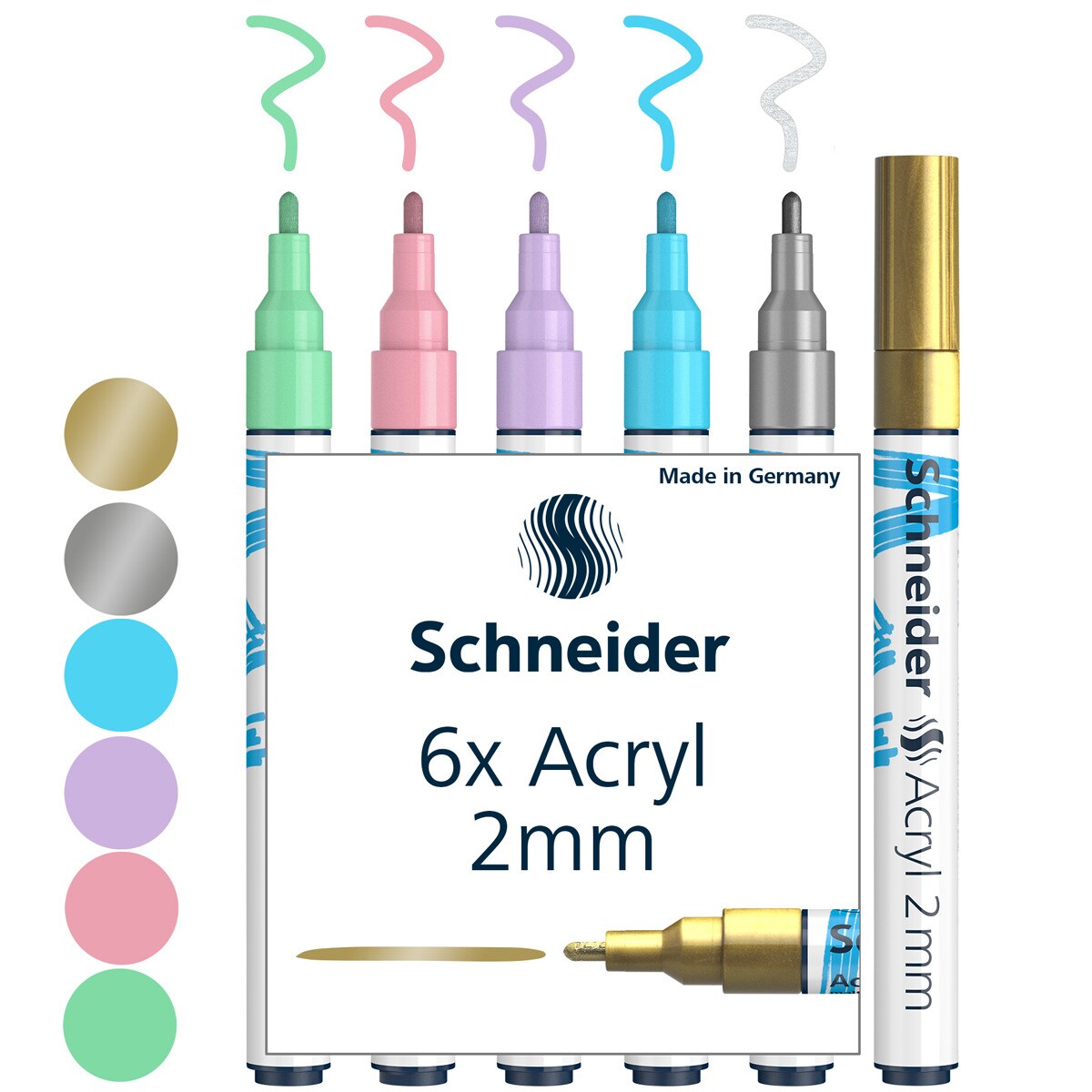 Schneider Paint-It 310 - Set 6 Pennarelli Acrilici A Punta Tonda 2 Mm - Altamente Coprenti - 5