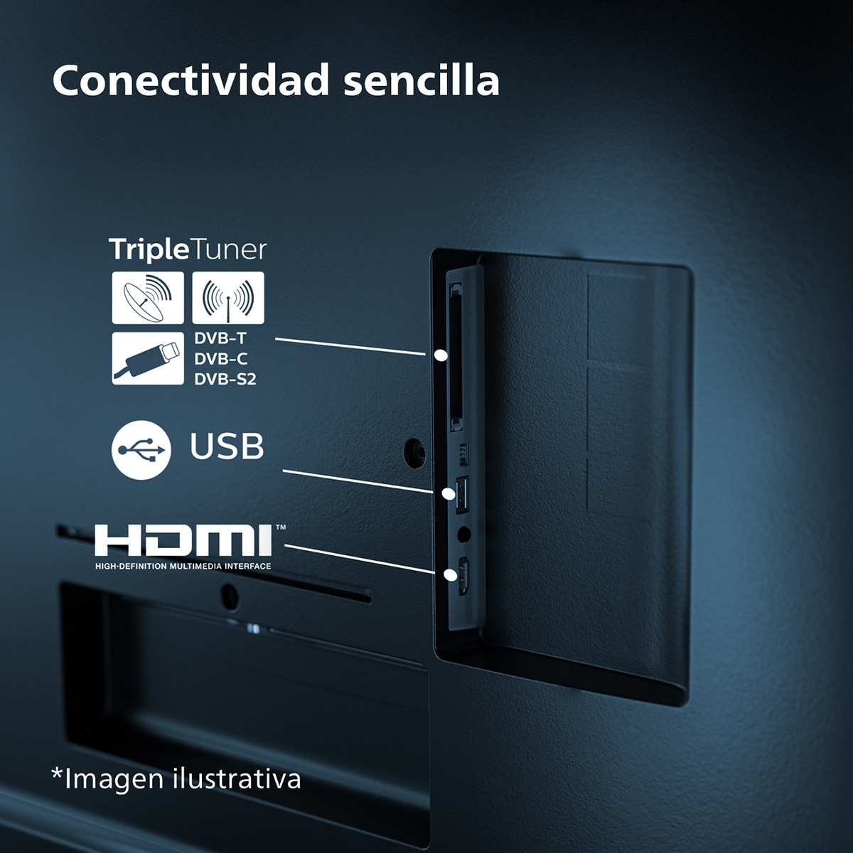 TV LED 80cm (32") Philips 32PHS6009 HD, Dolby Audio, Titan OS, Smart TV Negro mate-10