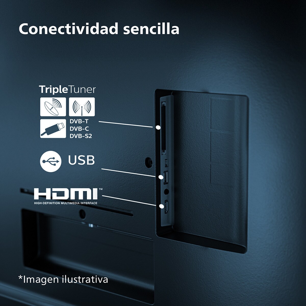 TV LED 80cm (32") Philips 32PHS6009 HD, Dolby Audio, Titan OS, Smart TV Negro mate-10