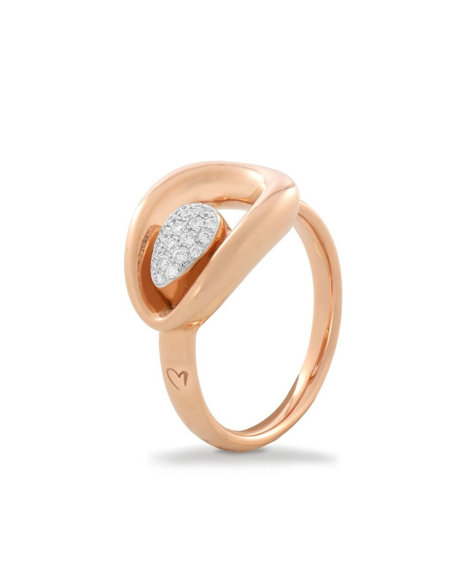 Anel de Ouro Rosa e Diamantes Brancos 1