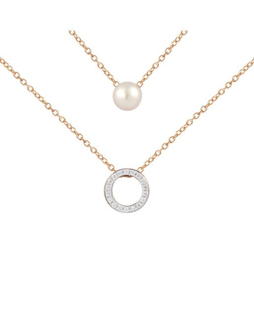 Imagem 0 de Colar em Ouro Rosa com Diamantes Brancos e Pérola