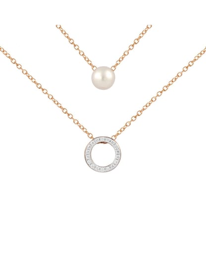 Imagem 0 de Colar em Ouro Rosa com Diamantes Brancos e Pérola