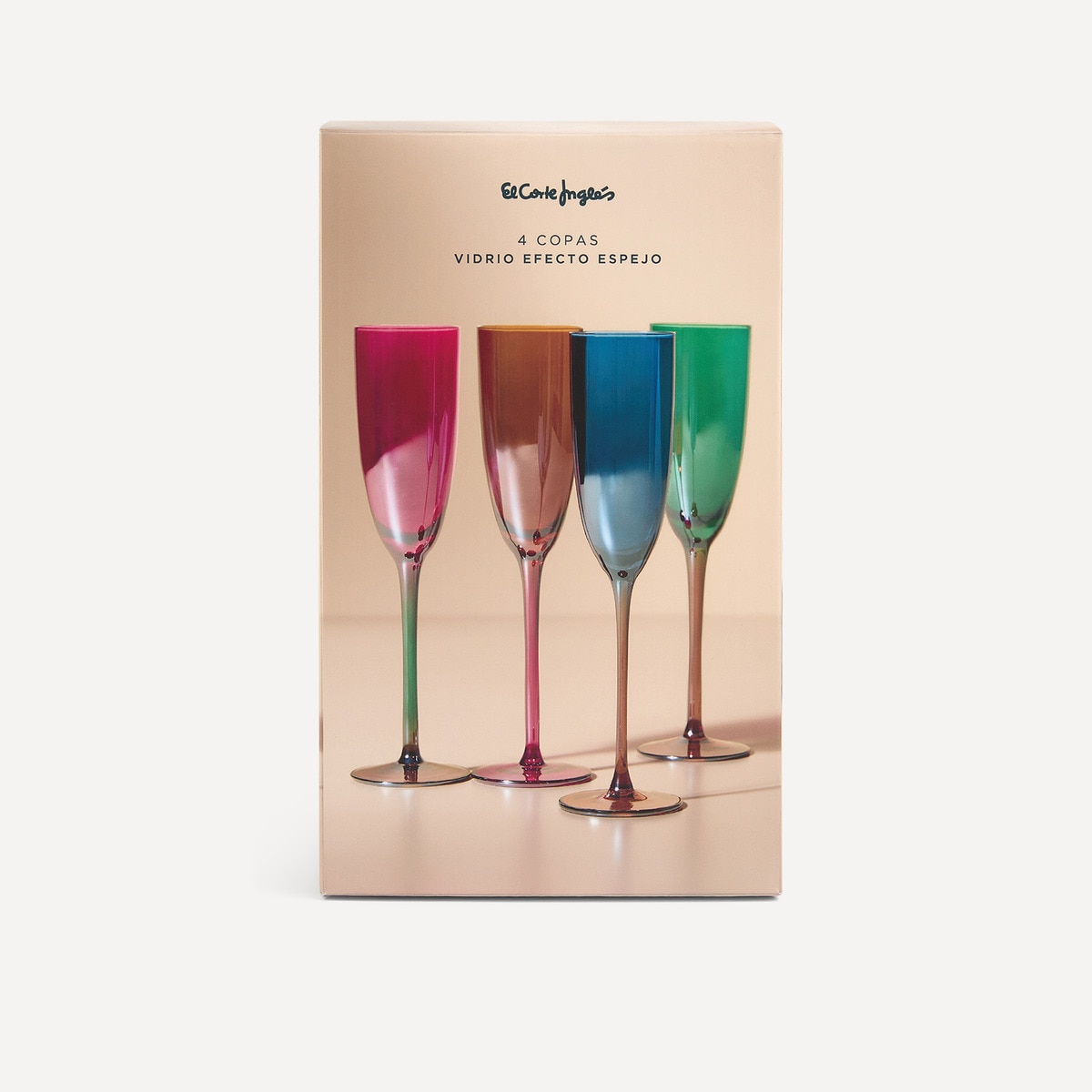 Juego de 4 copas de Champán de cristal Berlín El Corte Inglés Multicolor-3