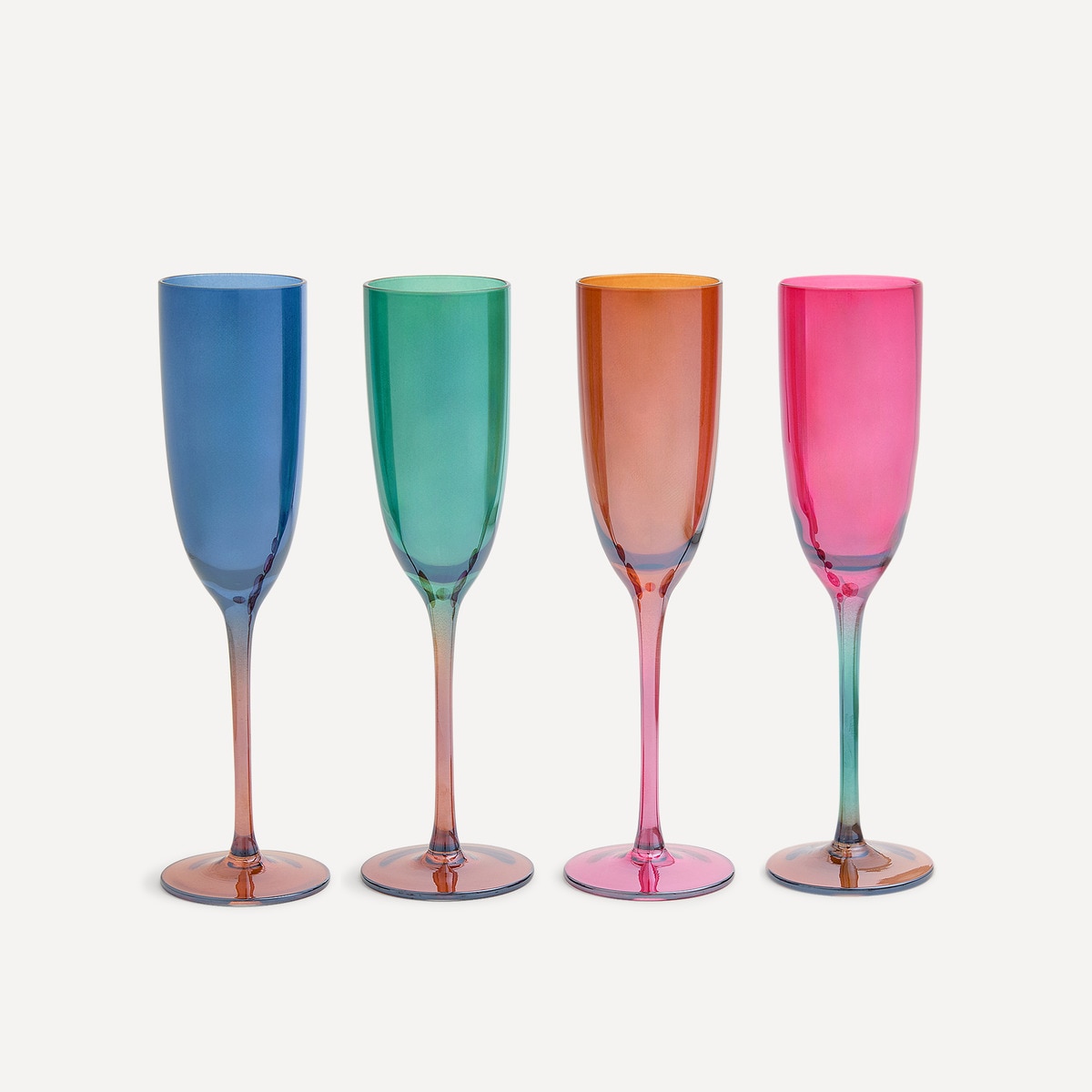 Juego de 4 copas de Champán de cristal Berlín El Corte Inglés Multicolor-1