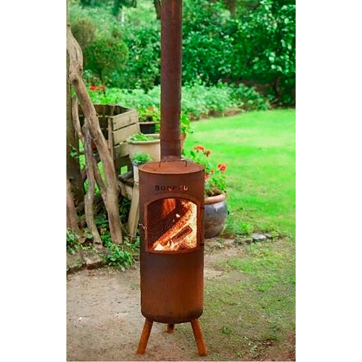 Chimenea de Leña Exterior Bongiano L Corten Óxido-8