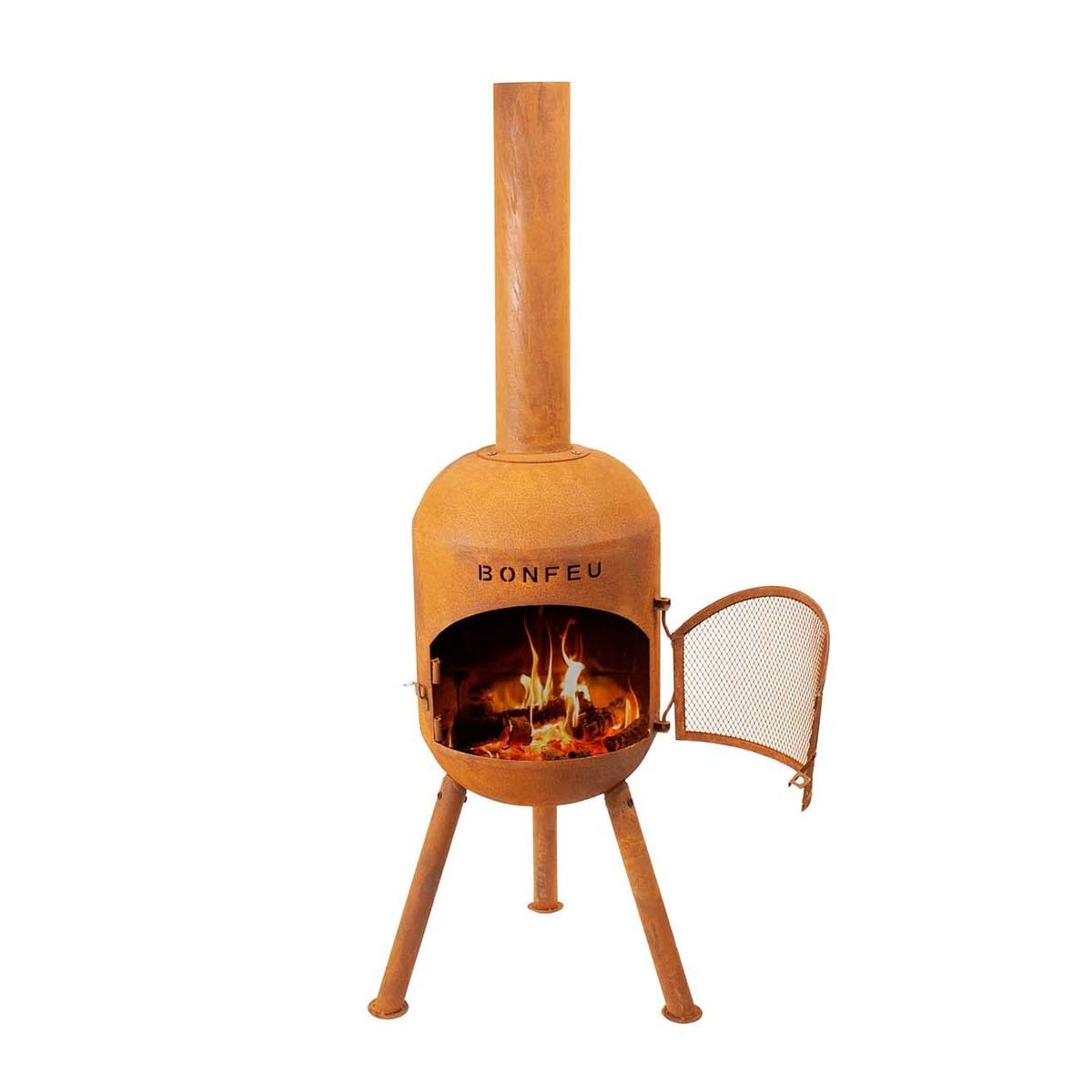 Chimenea de Leña Exterior Bonsolo Corten Óxido-1