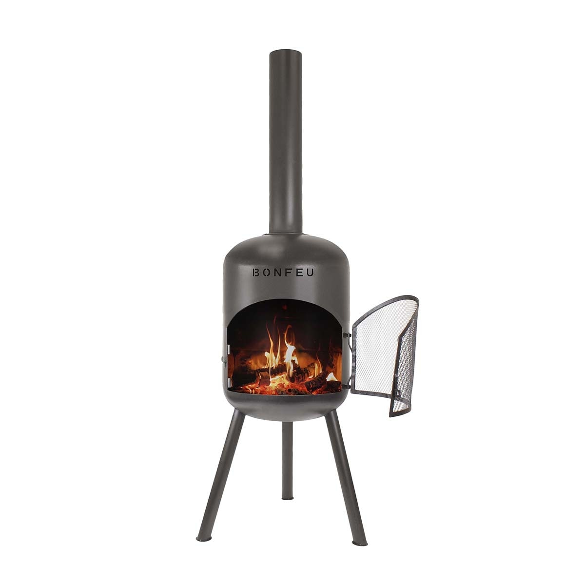 Chimenea de Leña Exterior Bonbono Acero Negro-1