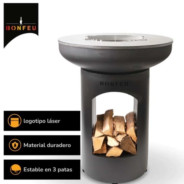 Chimenea de Leña Exterior Bonbiza Open Black Negro-3