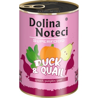 Alimento Húmido para Cão SuperFood Pato e Codorniz lata 400 g - Dolina Noteci
