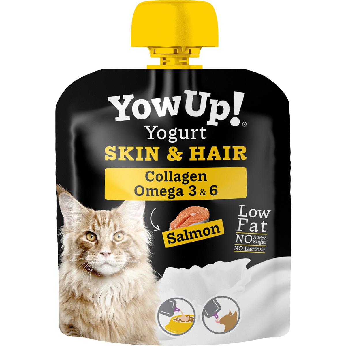 Iogurte para Gato Pêlo e Cabelo sabor Salmão embalagem 85 g