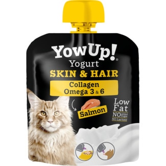 Iogurte para Gato Pêlo e Cabelo sabor Salmão embalagem 85 g - Yowup