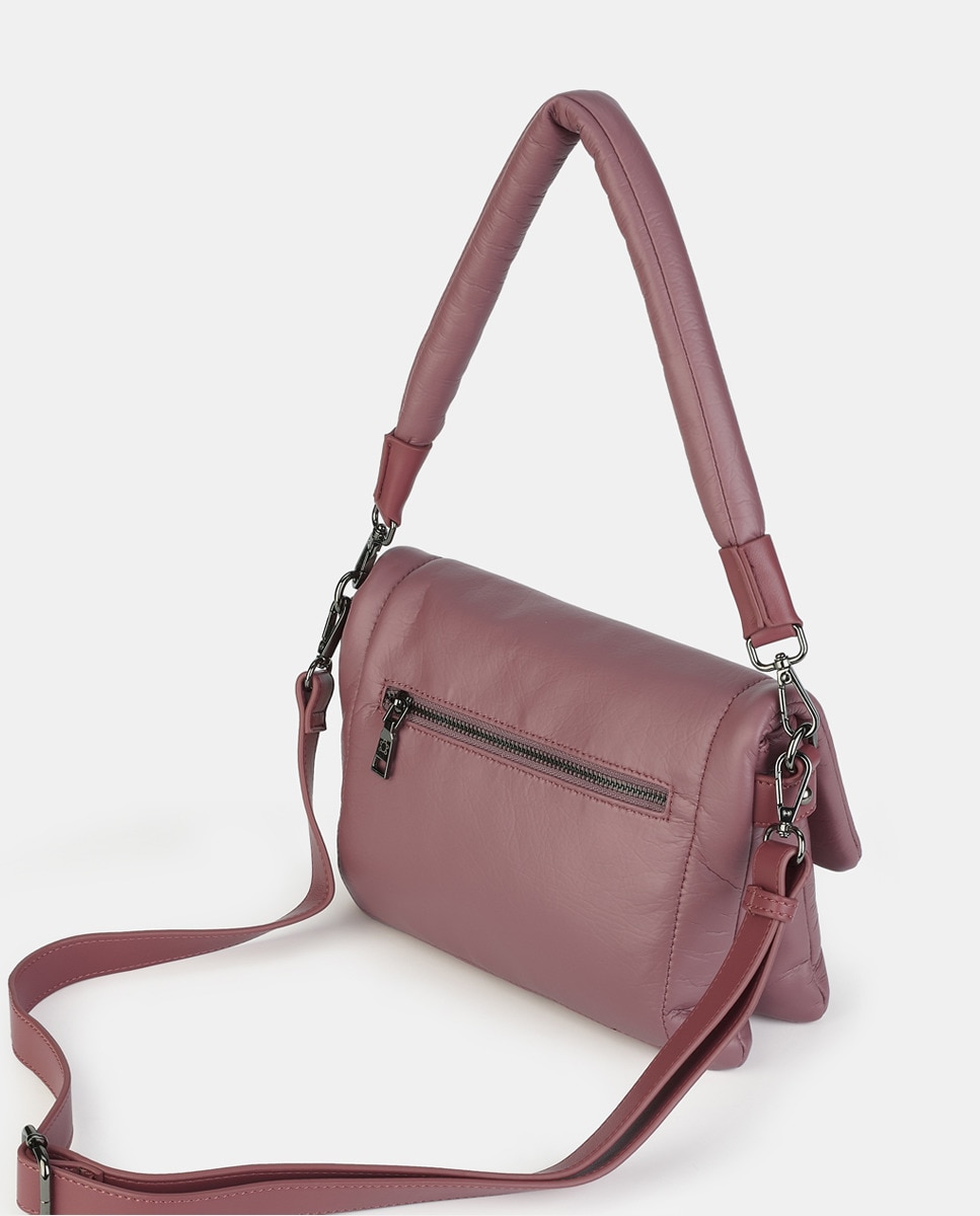 Mala Crossbody de Napa com Aba Nude-2