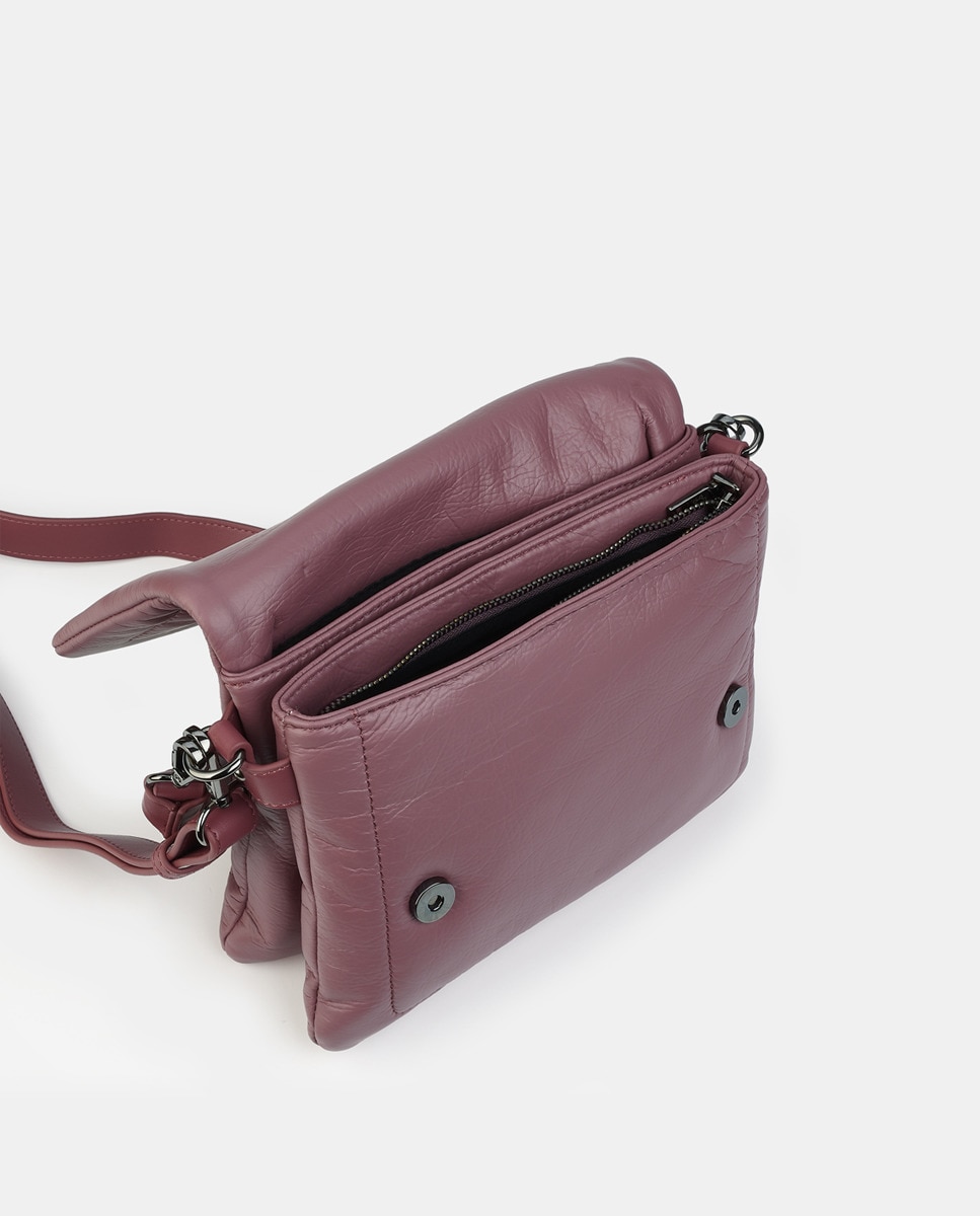Mala Crossbody de Napa com Aba Nude-3