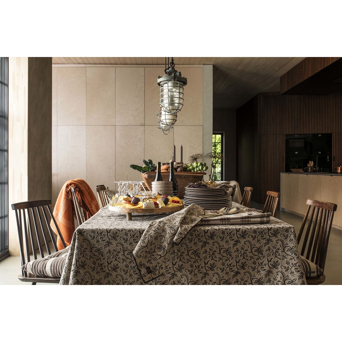 Toalha de Mesa de Algodão Reciclado Living F24 Castanho-1