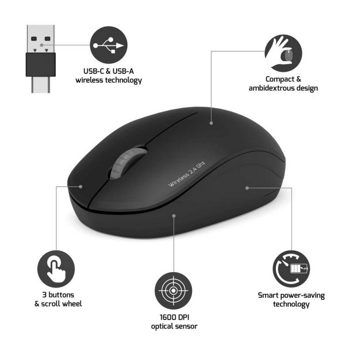 Rato Óptico Wireless Port Collection II - Graphite 3
