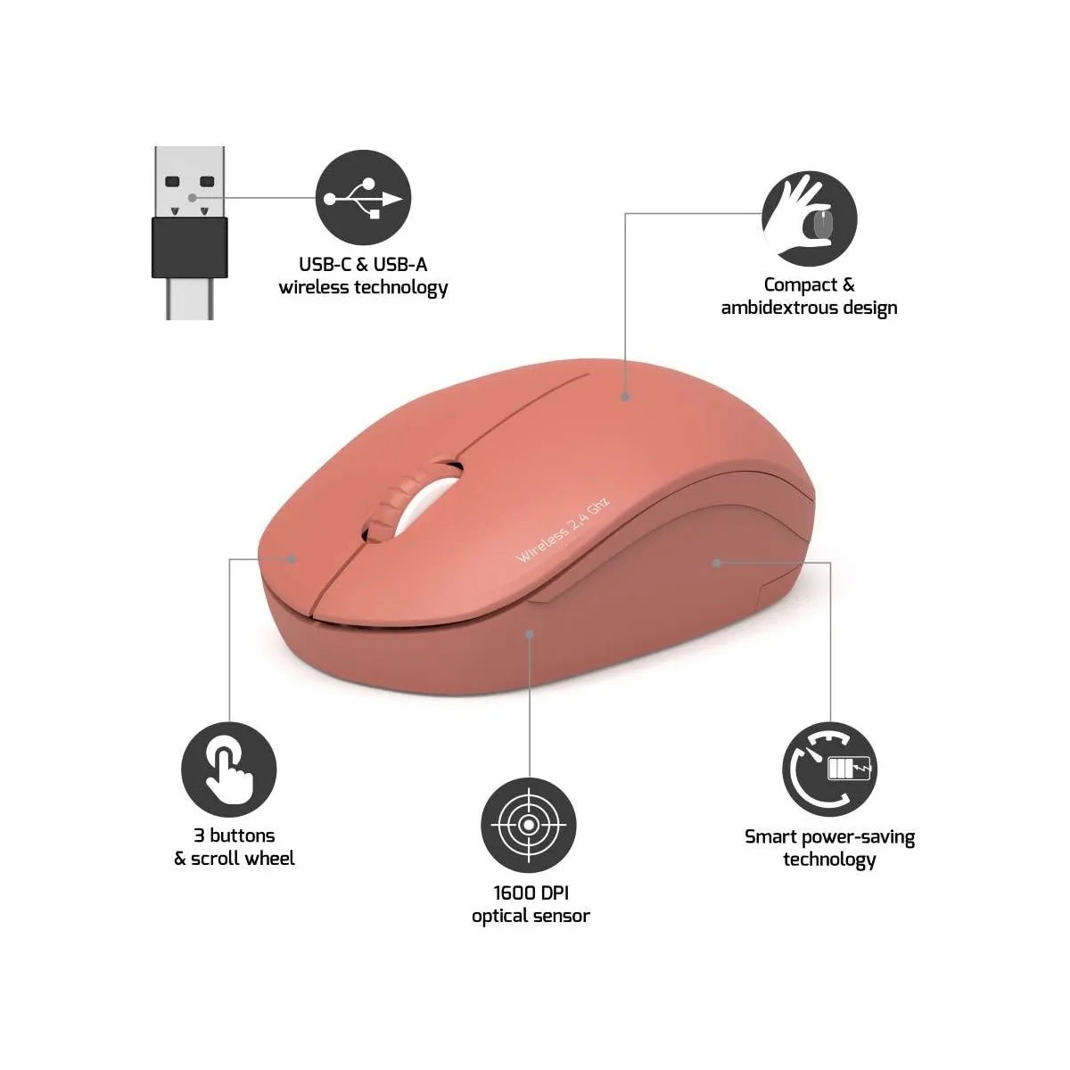 Rato Óptico Wireless Port Collection II - Terracota 6