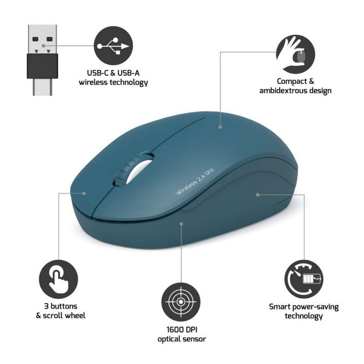 Rato Óptico Wireless Port Collection II - Safira 2