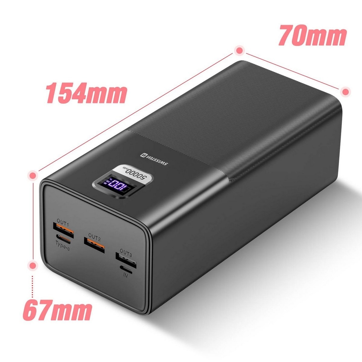 Recondicionado - Grade A - Powerbank Swissten, 50000 mAh - Preto 3