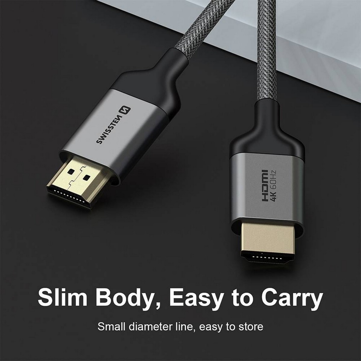 Cabo Swissten HDMI 2.0 Ultra HD 4K 60Hz 3m - Cinzento 3