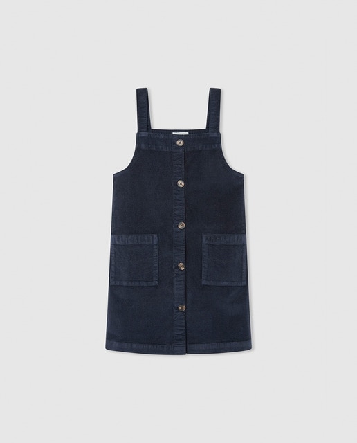 Imagen 0 de Vestido estilo pichi de pana para niña